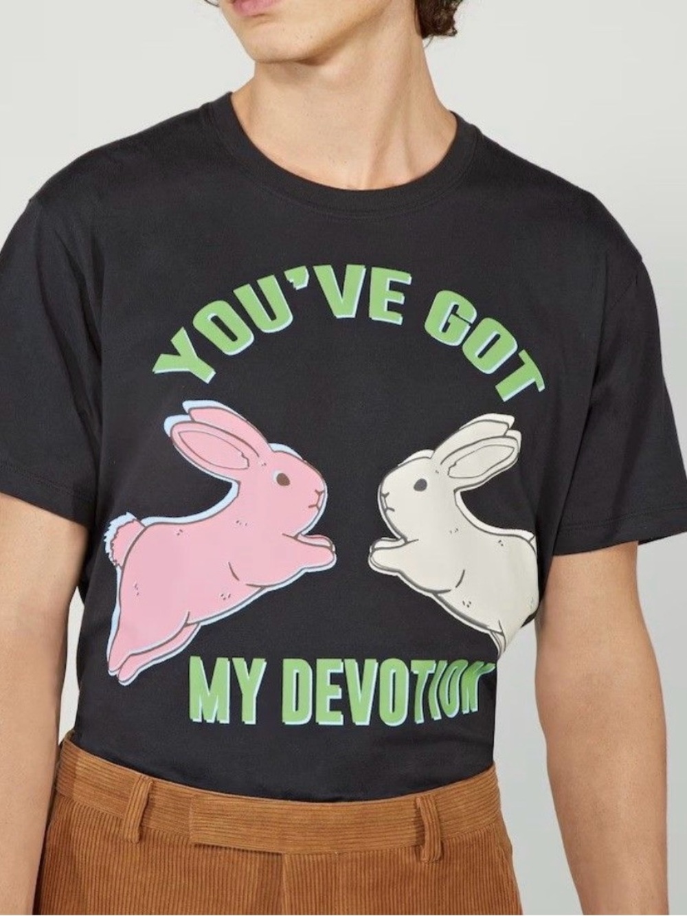Gucci Graphic Print Crew Neck Black T-Shirt Size M Bunny Tee Ha Ha Ha Harry’s